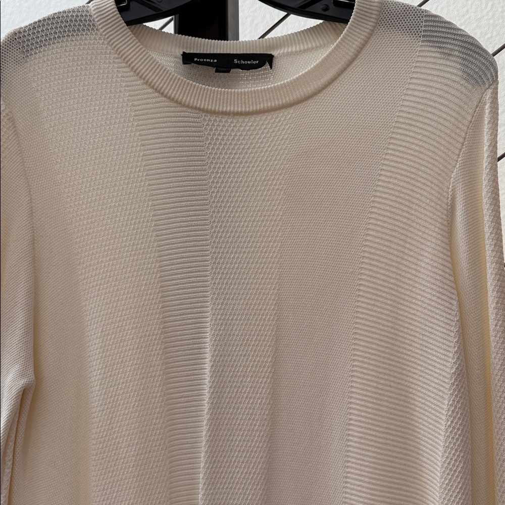 Proenza Schouler Rib Knit Cream Long Sleeve Midi Dress Sz M - Picture 5 of 11